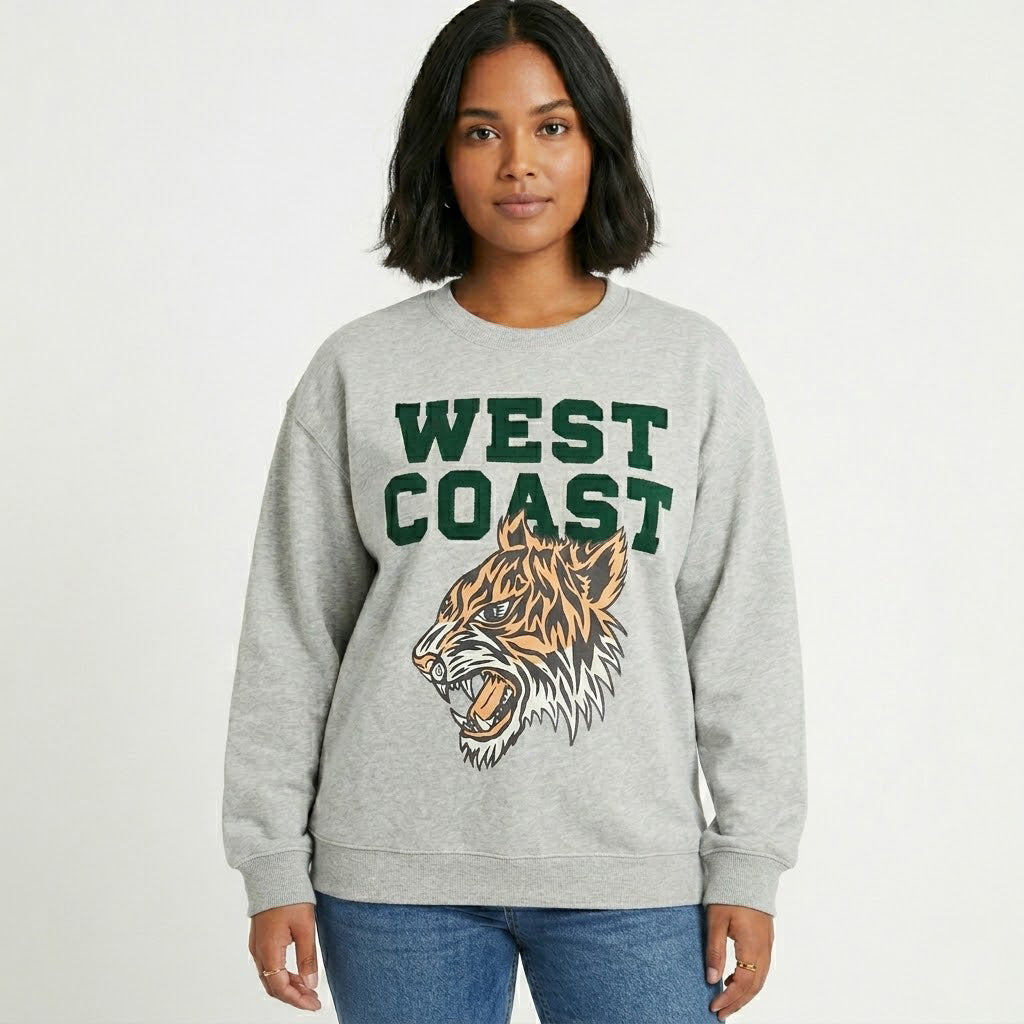 Roaring West Coast Flocked Crewneck Sweatshirt