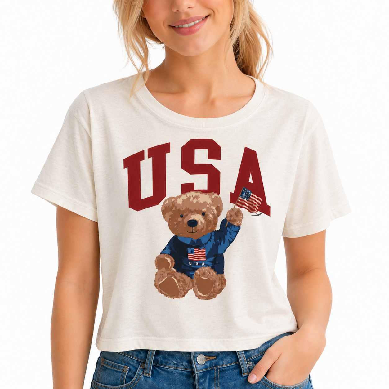 USA Teddy Bear Baby Tee