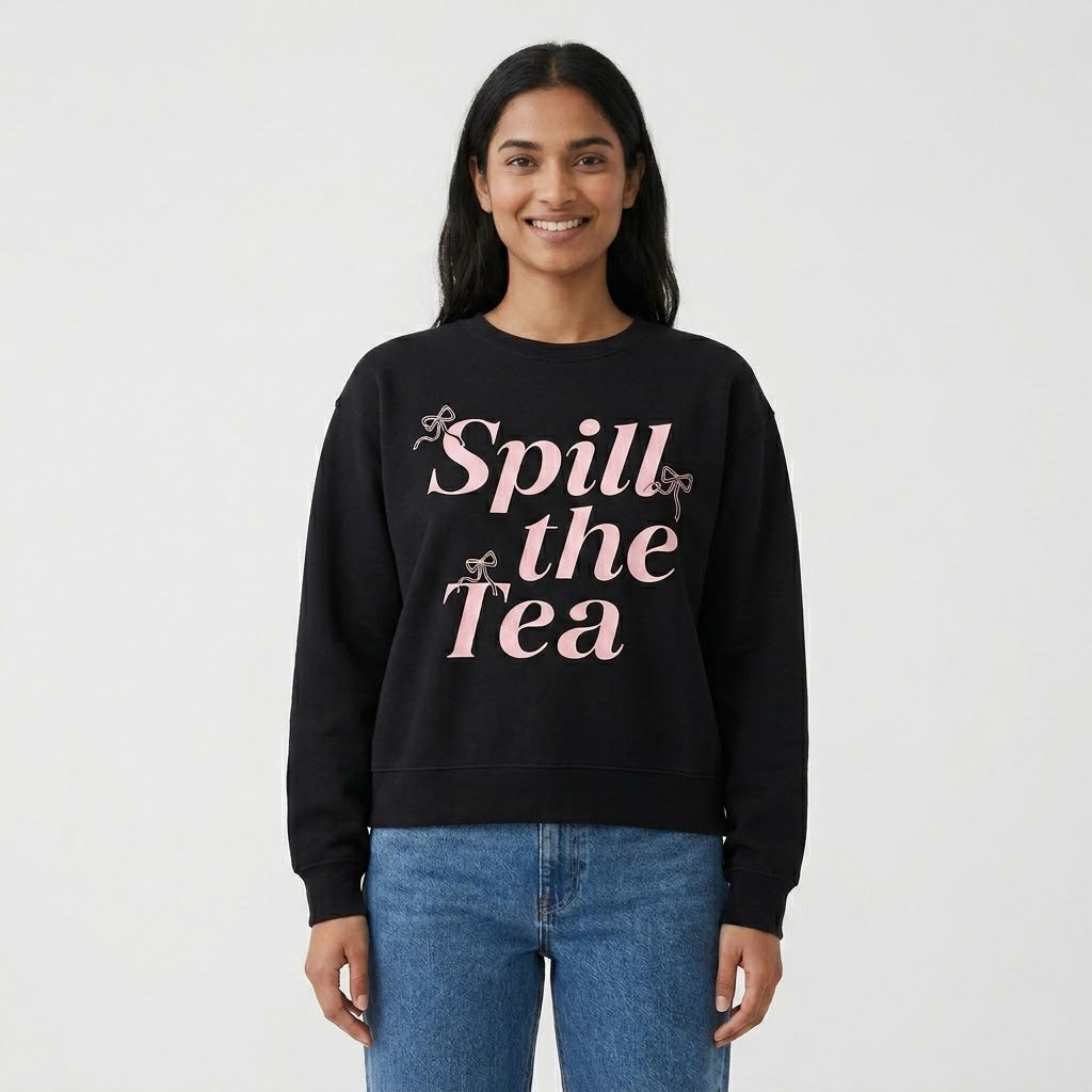 Spill The Tea Glitter Ink Crewneck Sweatshirt