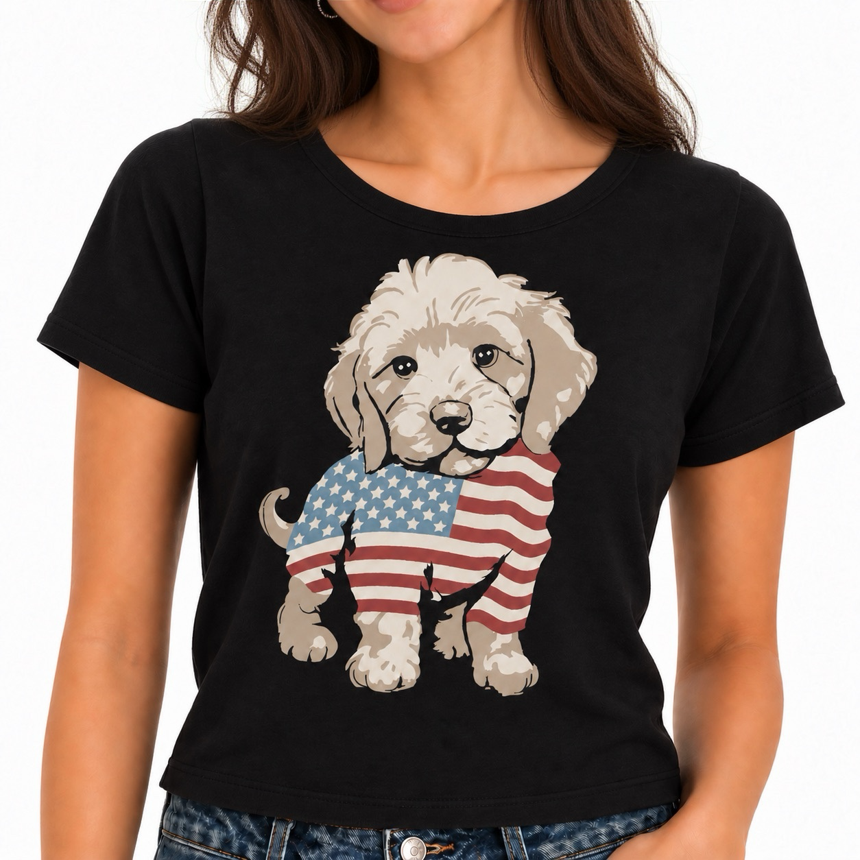 USA Americana Puppy Baby Tee