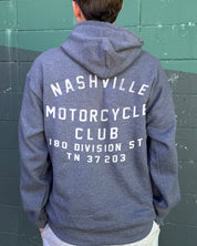 Gray hoodie with Nashville Motorcycle club text for men