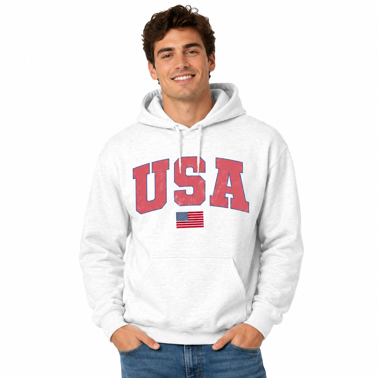 USA Flag Hooded Sweatshirt