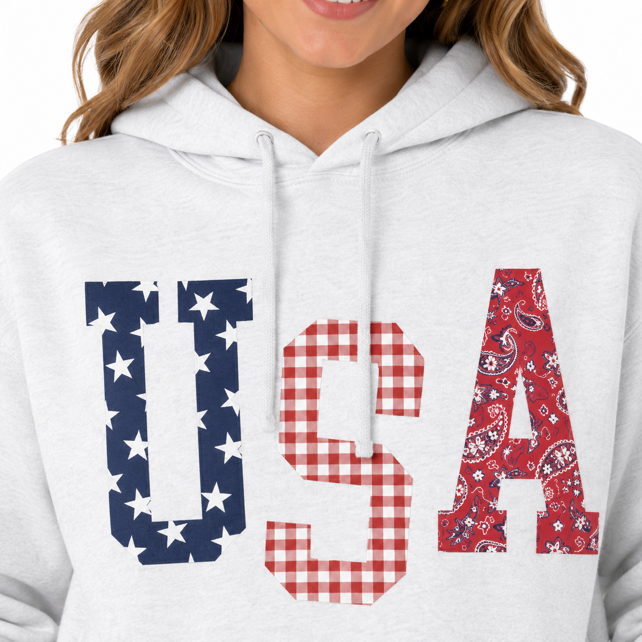 USA Patchwork Hooded Sweatshirt