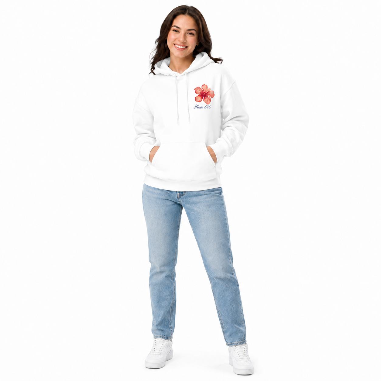 Americana Hibiscus Women's Hooded Sweatshirt