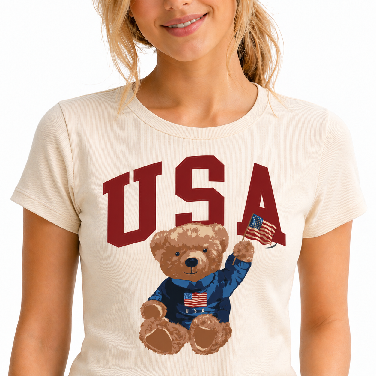 USA Teddy Bear Baby Tee