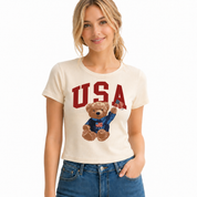 USA Teddy Bear Baby Tee