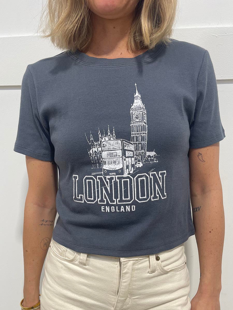 London England Embroidered Baby Tee