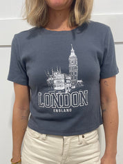 London England Embroidered Baby Tee