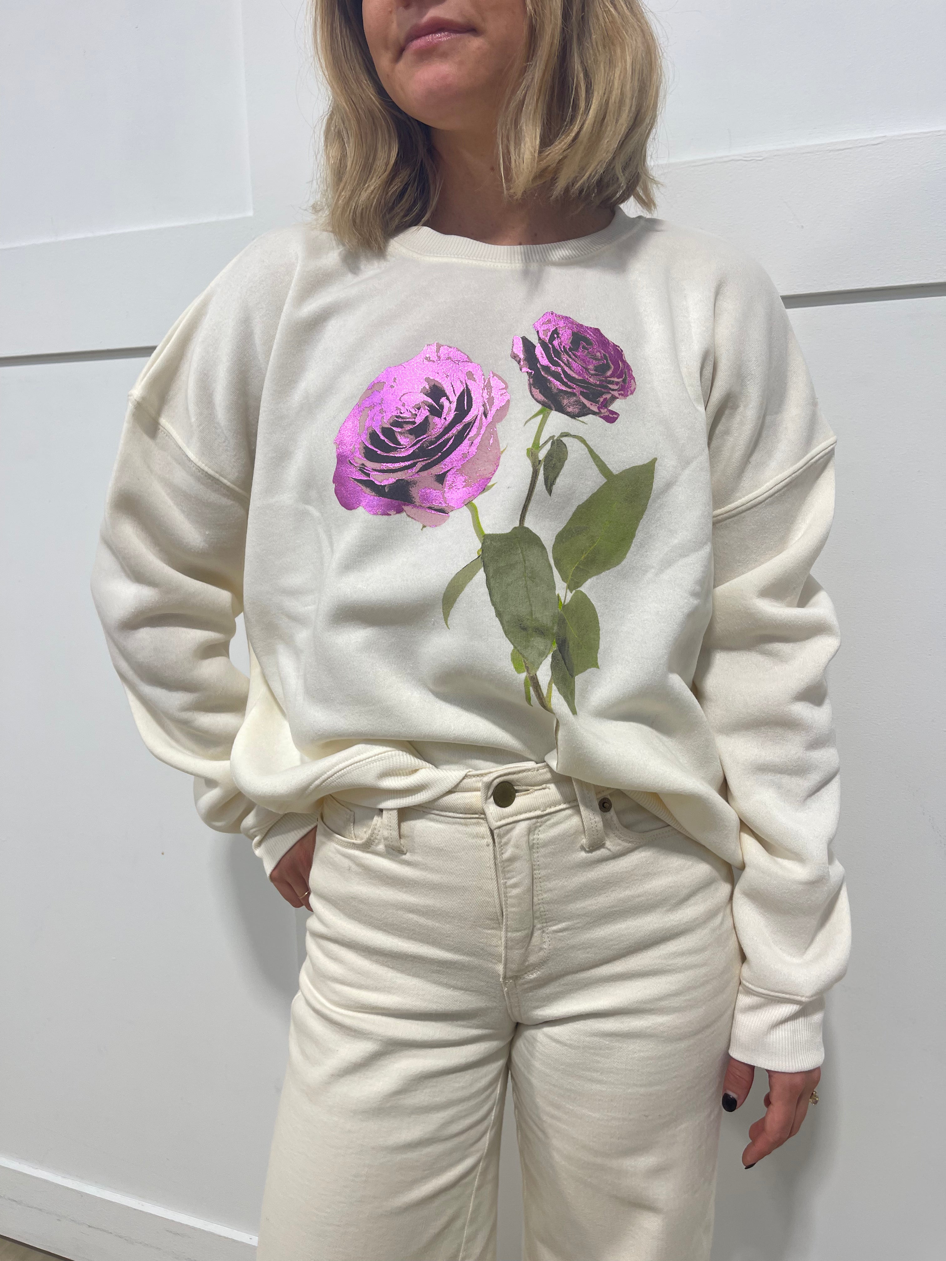 In Bloom Rose Foil Crewneck Sweatshirt