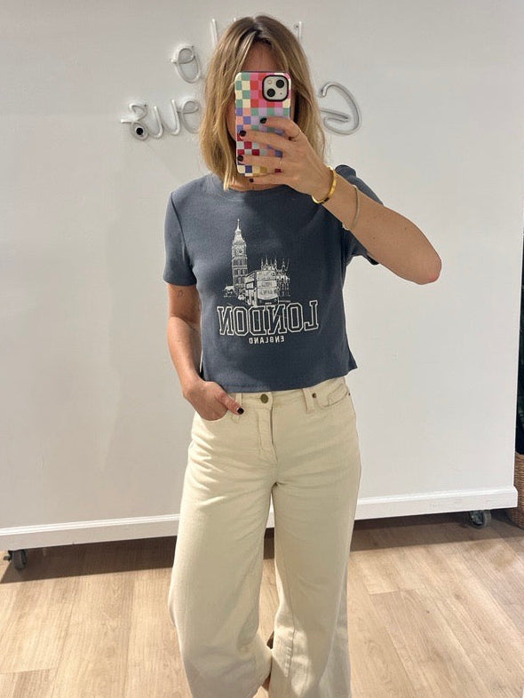 London England Embroidered Baby Tee