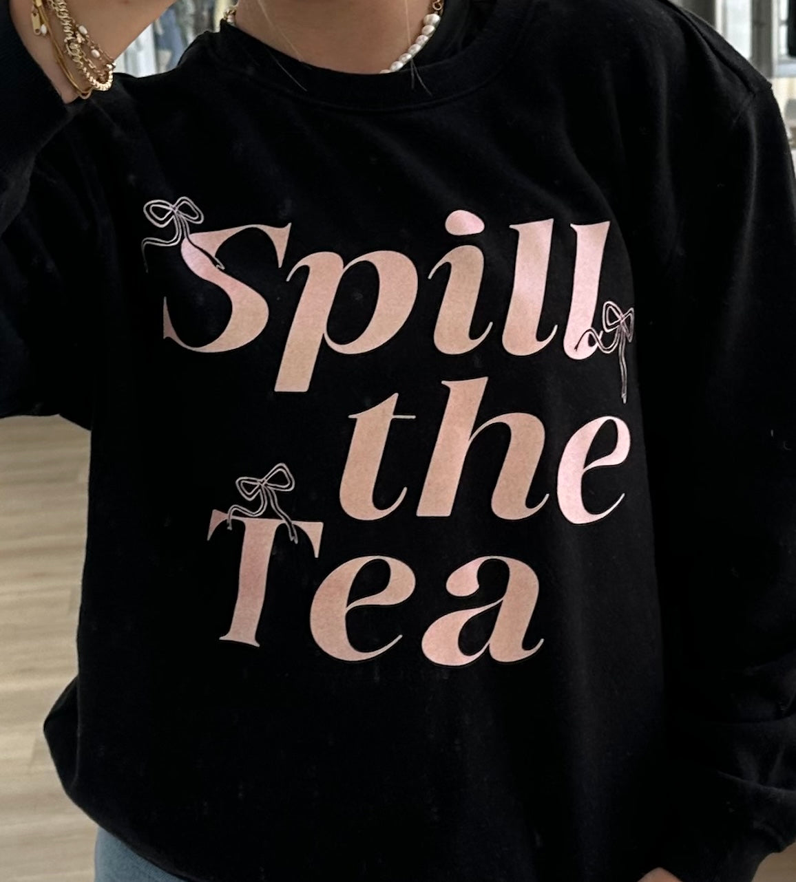 Spill The Tea Glitter Ink Crewneck Sweatshirt