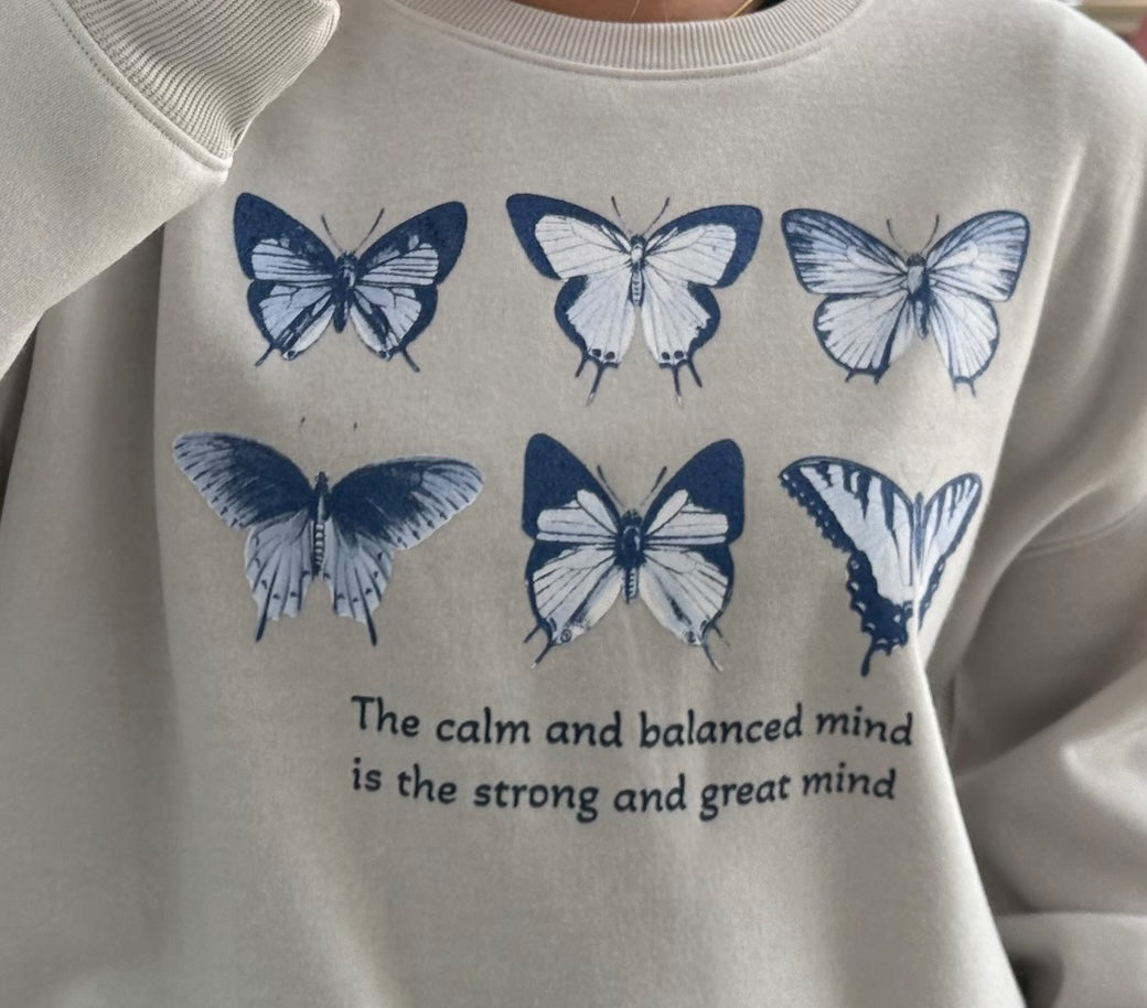 Butterfly Blues Glitter Ink Crewneck Sweatshirt