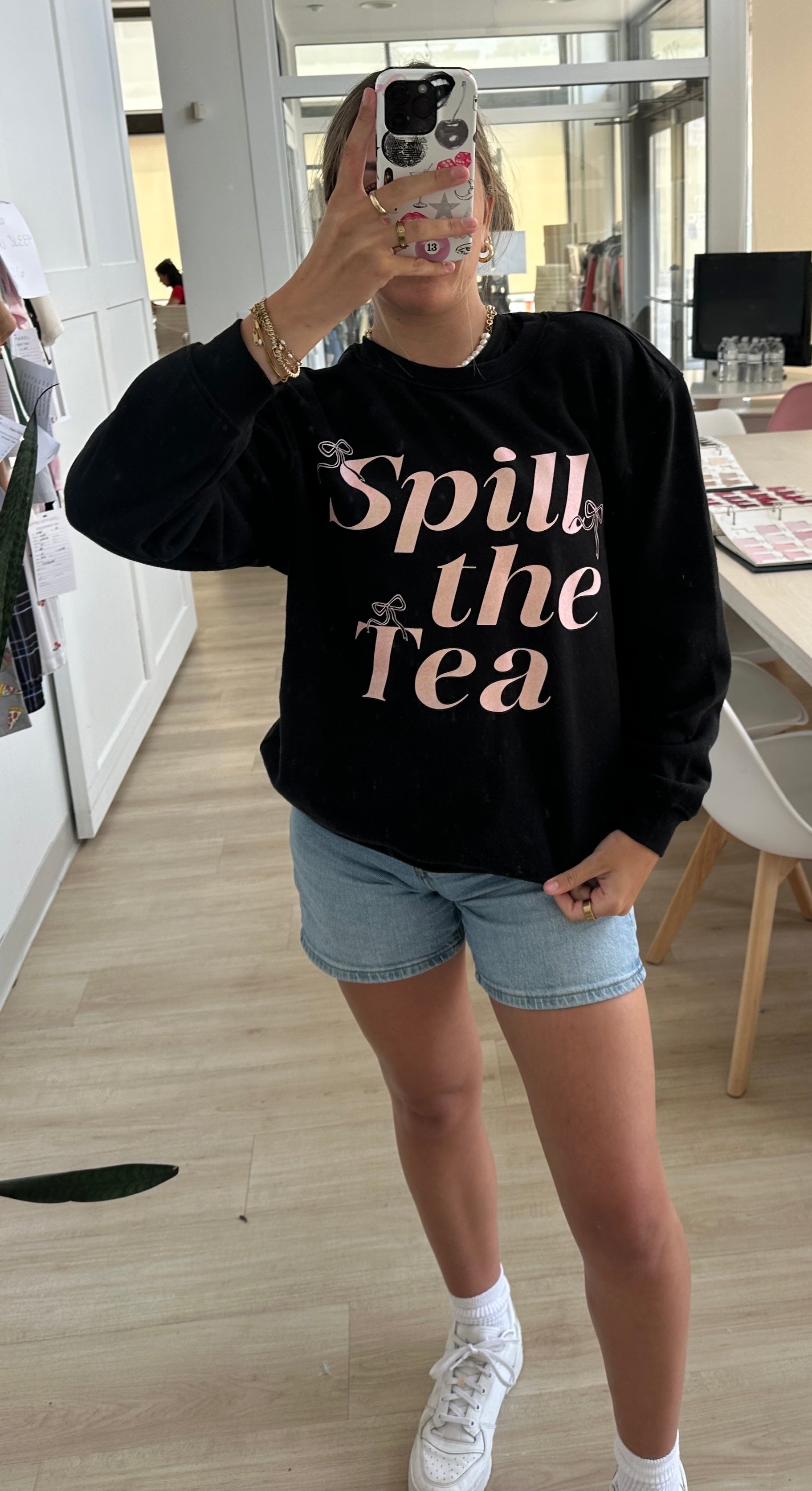 Spill The Tea Glitter Ink Crewneck Sweatshirt