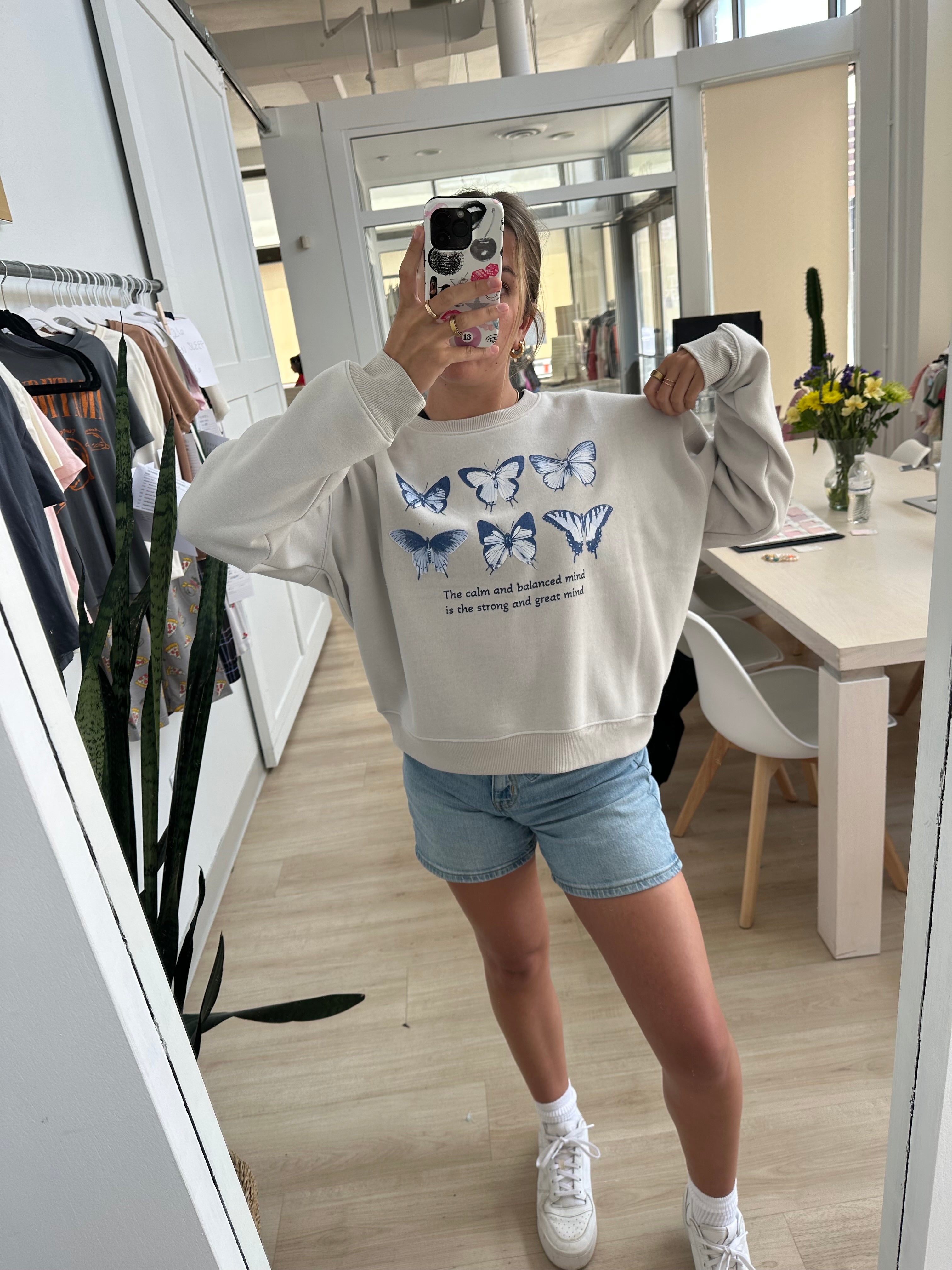 Butterfly Blues Glitter Ink Crewneck Sweatshirt