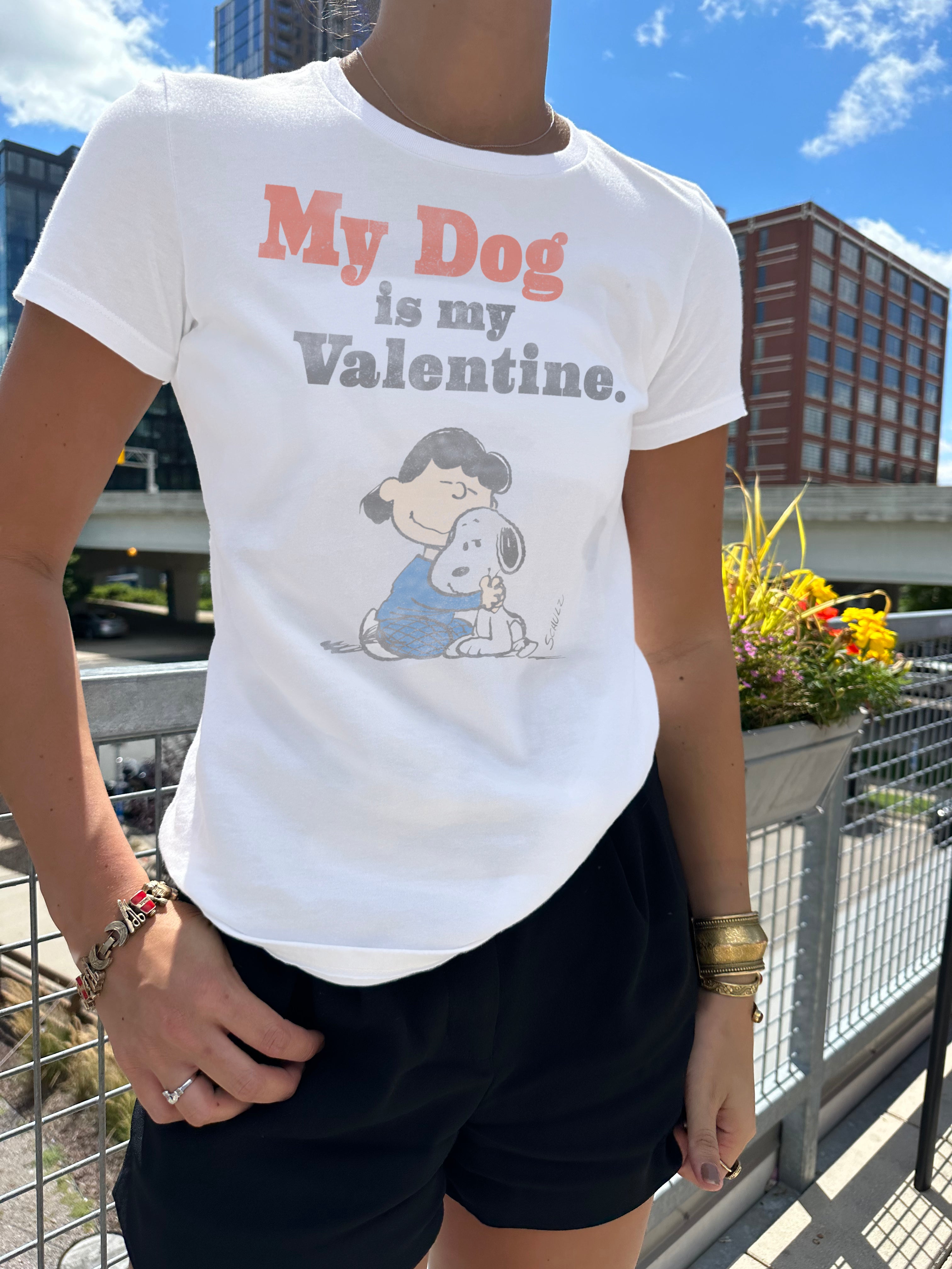 Peanuts My Dog is my Valentine Short Sleeve Tee