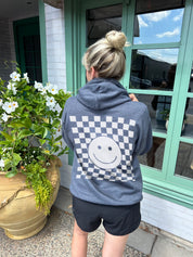 Surfer smiley face hoodie in Dark Heather