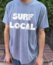 Blue shirt with white text that says "Surf Local"