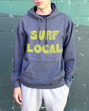 Grey hoodie for boys that says "Surf Local"