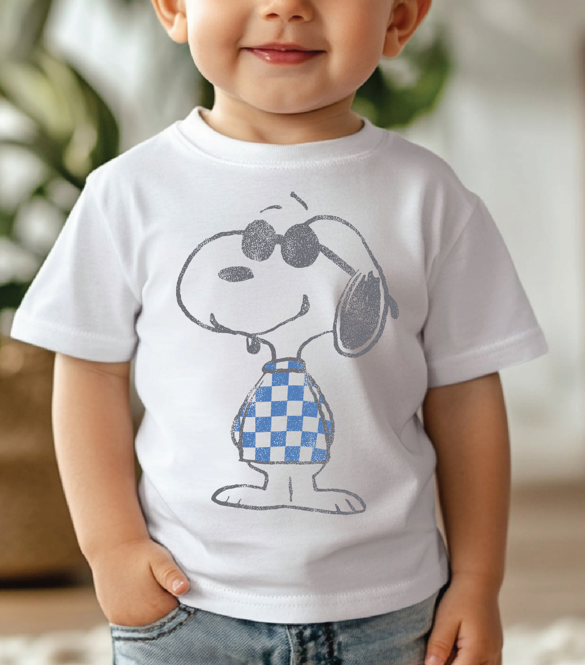Snoopy Checkered Toddler Short Sleeve Tee