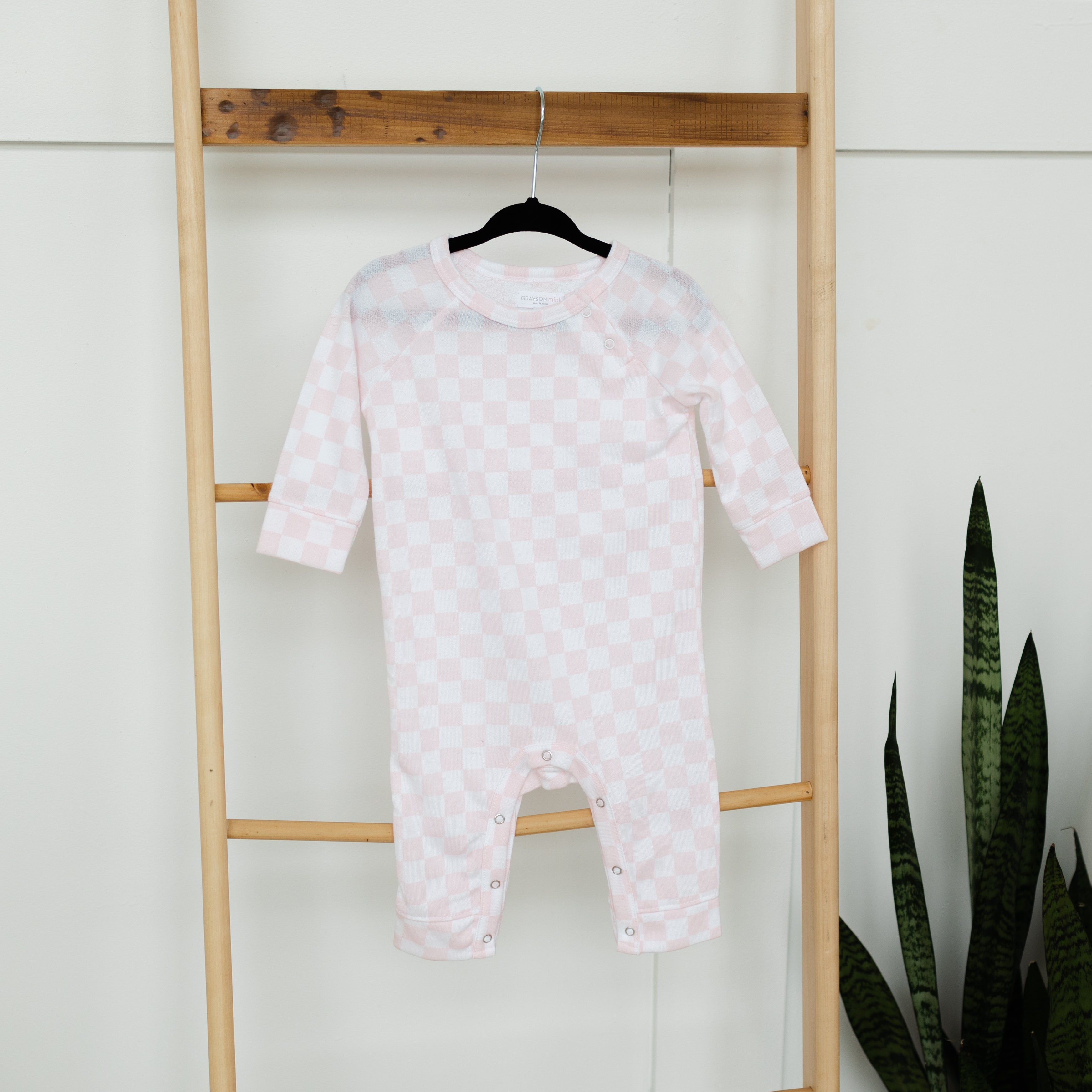 Long Sleeve Jumpsuit - Checkered
