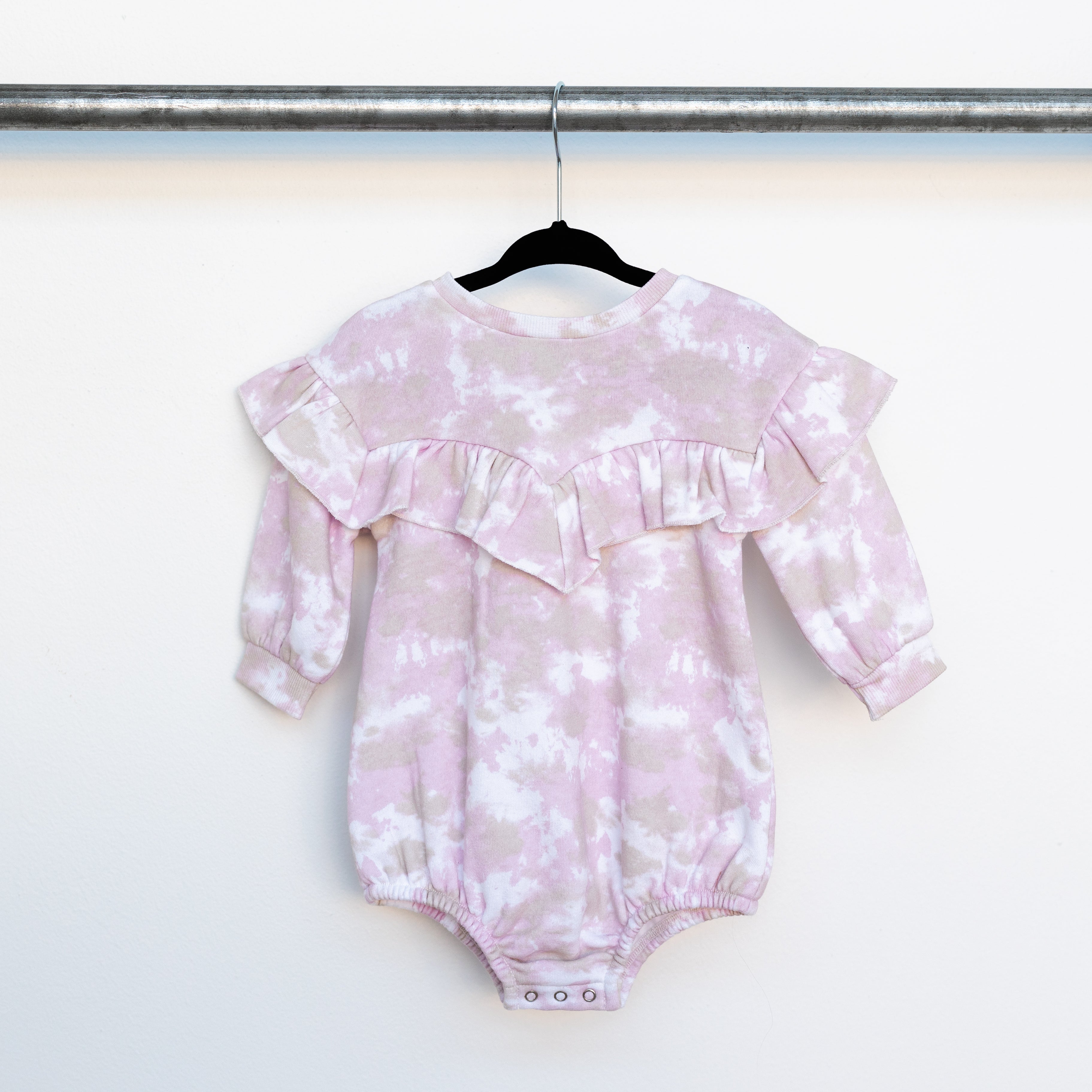Long Sleeve Ruffle Sweatshirt Onesie - Tie Dye