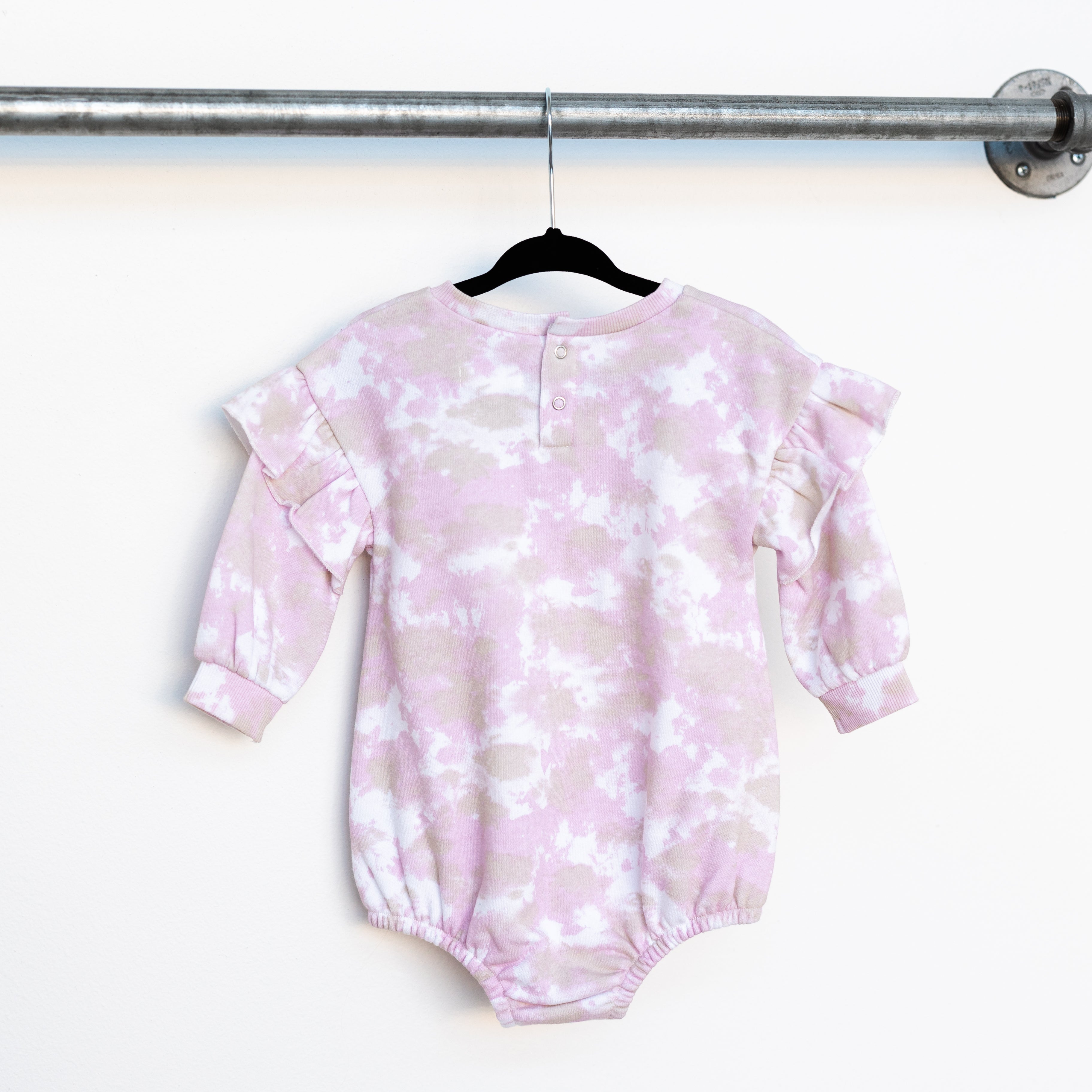 Long Sleeve Ruffle Sweatshirt Onesie - Tie Dye