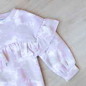 Long Sleeve Ruffle Sweatshirt Onesie - Tie Dye