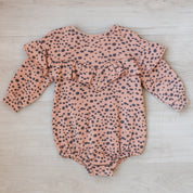 Long Sleeve Ruffle Sweatshirt Onesie - Animal Print