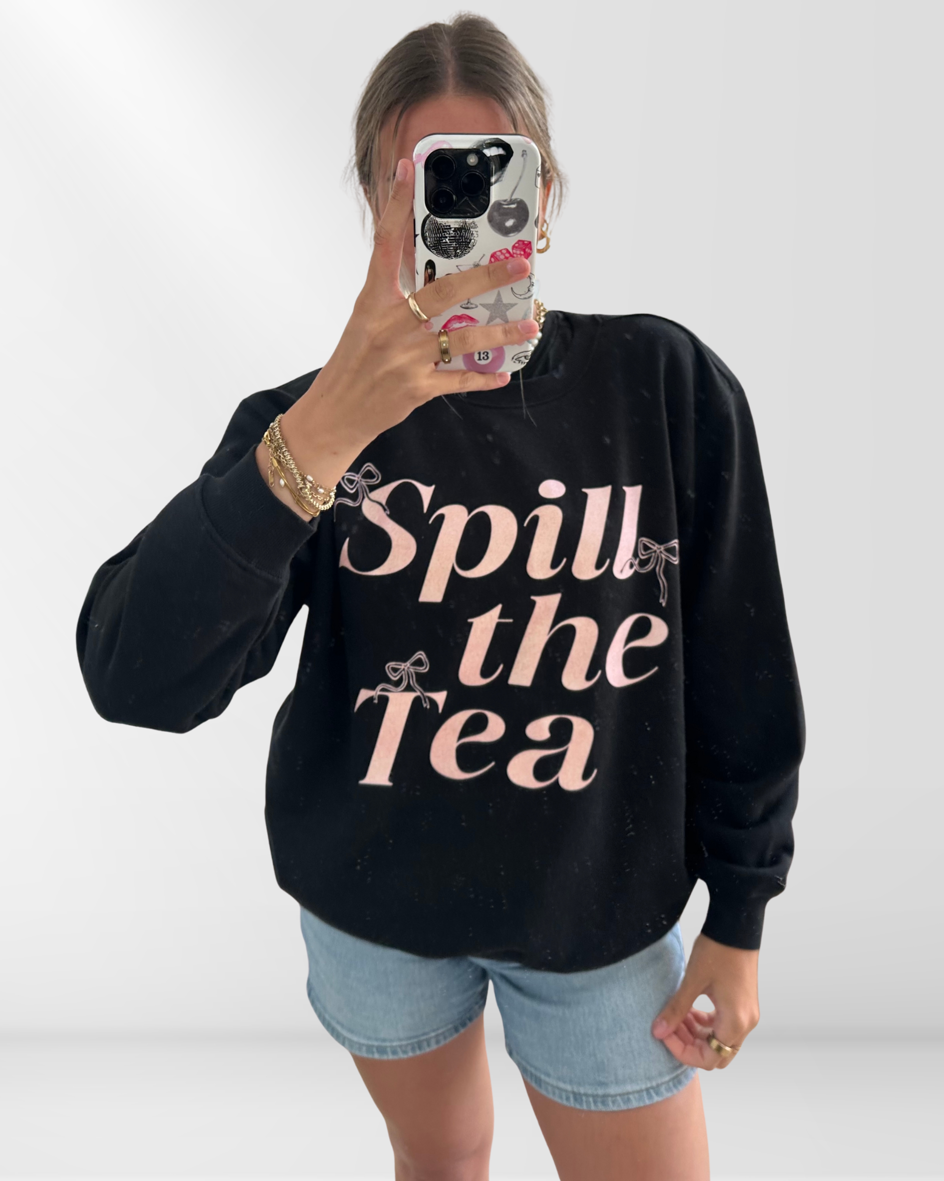 Spill The Tea Glitter Ink Crewneck Sweatshirt