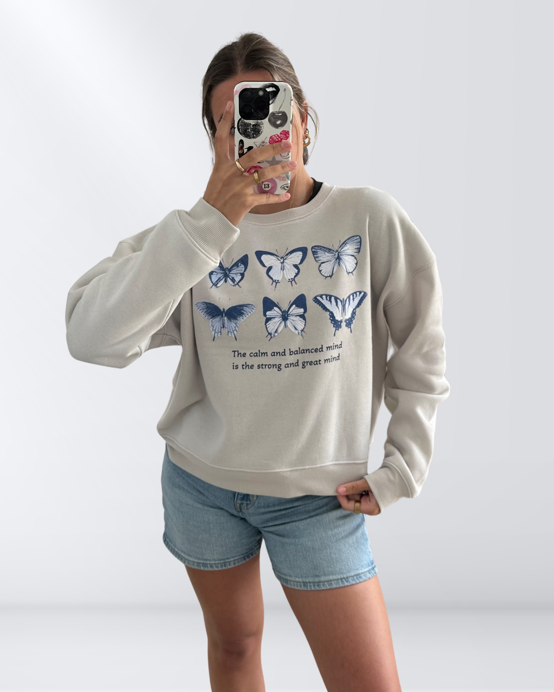 Butterfly Blues Glitter Ink Crewneck Sweatshirt