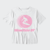 White & PinkWave Rider 89 Toddler Short Sleeve Tee