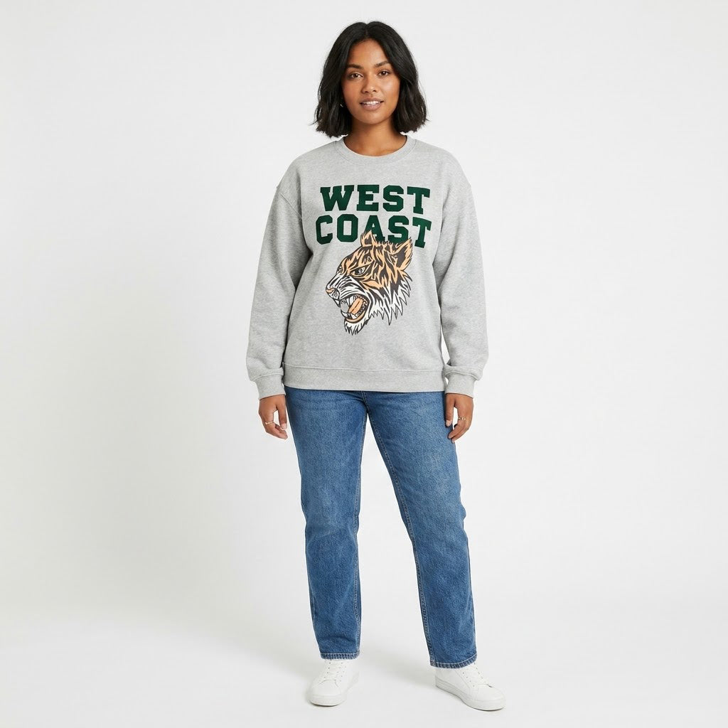 Roaring West Coast Flocked Crewneck Sweatshirt
